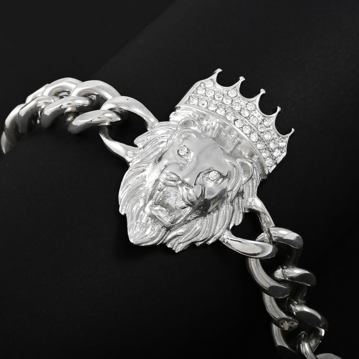 Austrian Crystal Lion Bracelet in Stainless Steel (8.50 In) image number 1