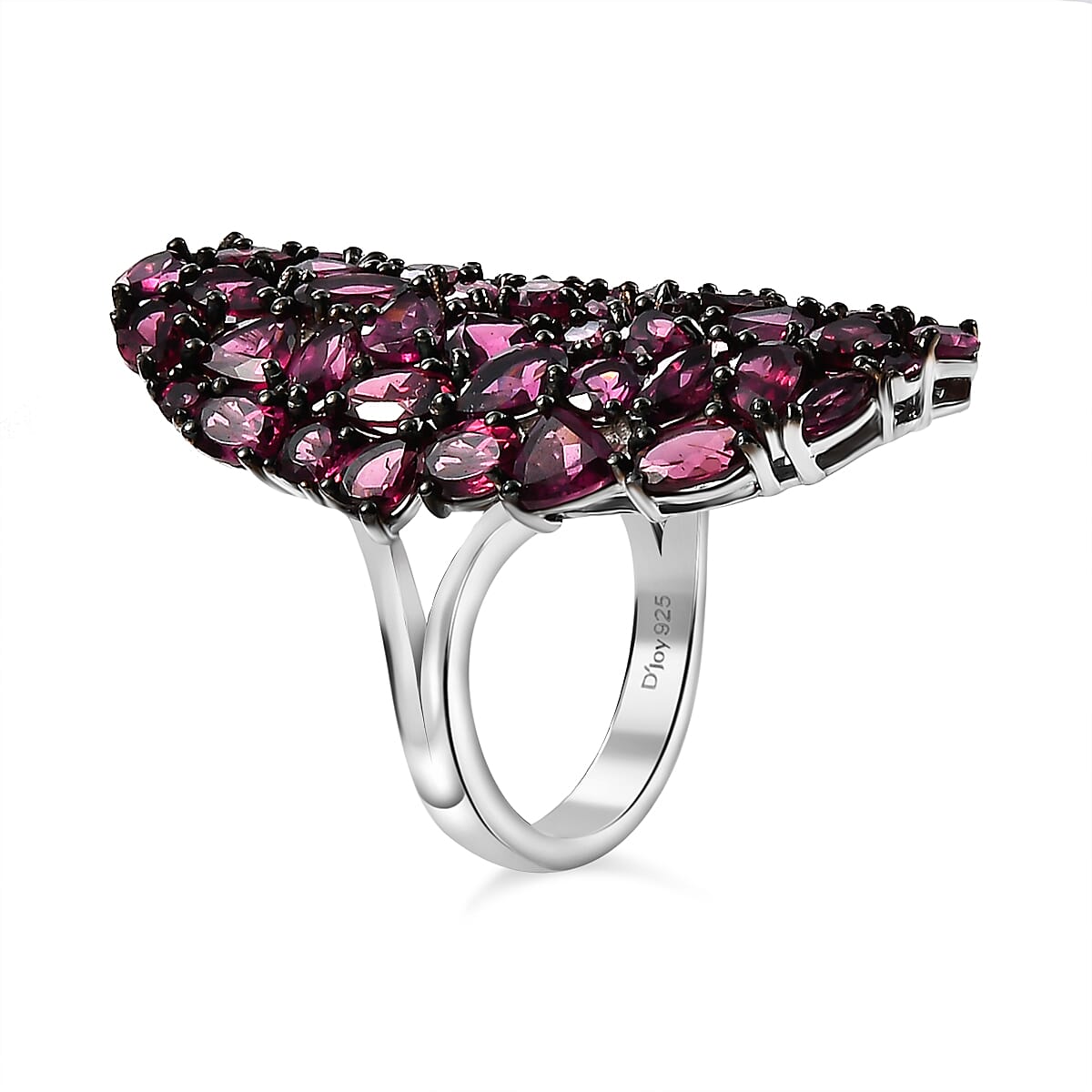 Premium Orissa Rhodolite Garnet 11.85 ctw Petal Cluster Ring in Rhodium Over Sterling Silver (Size 10.0) image number 3