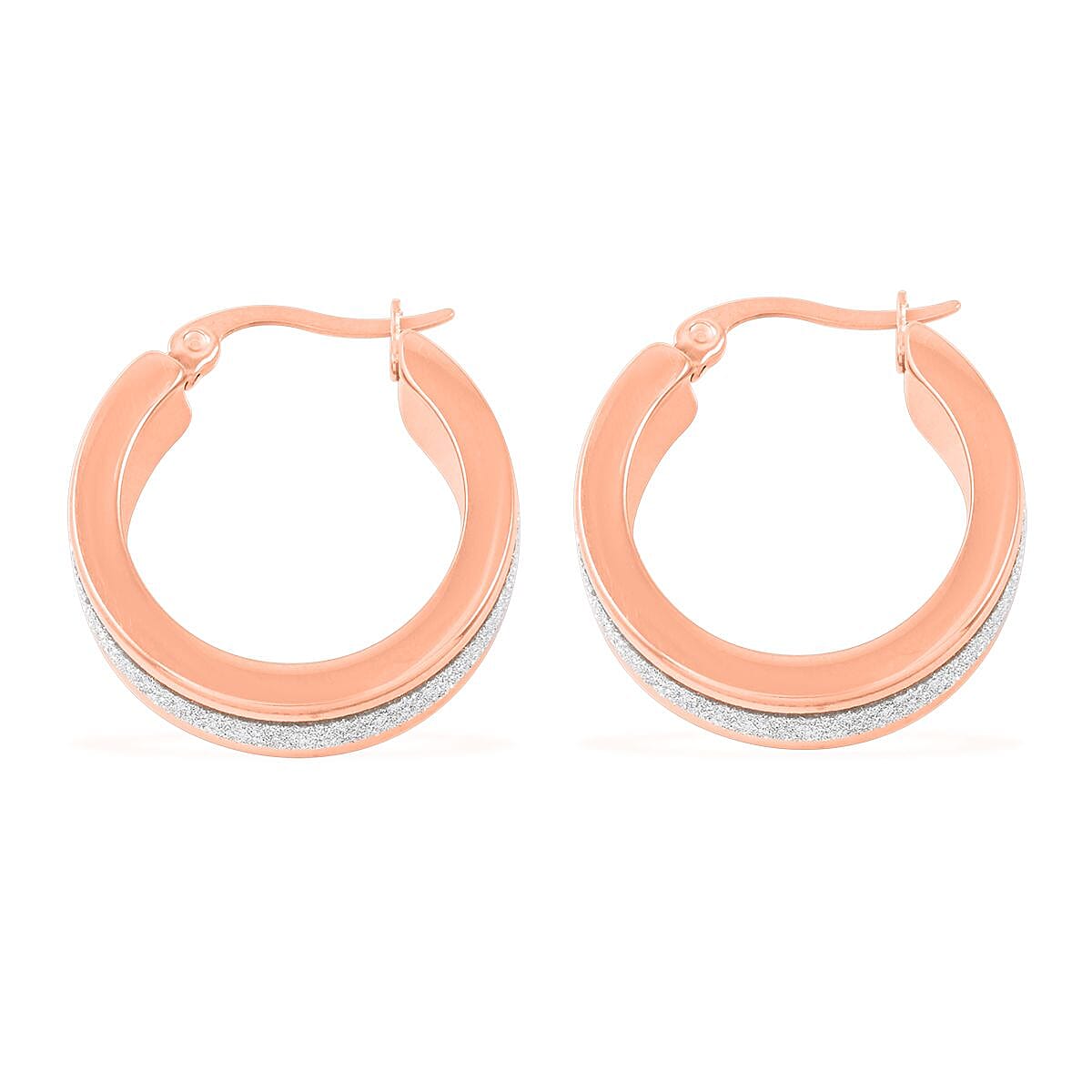 Hoop Earrings in ION Plated RG Stainless Steel image number 3