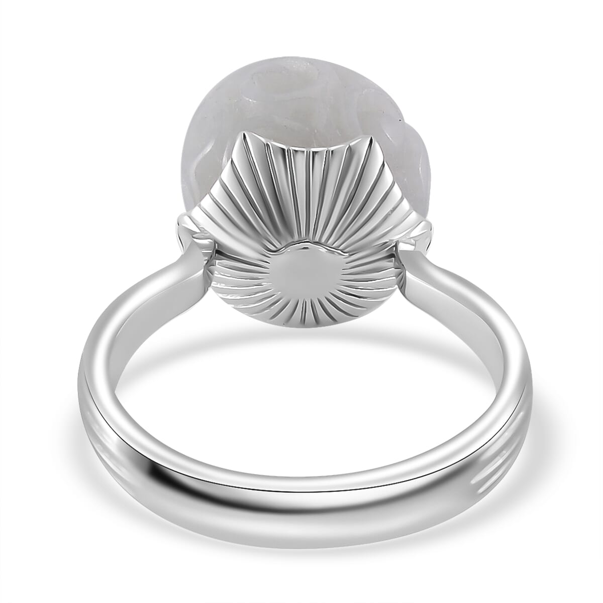 Natural Jade Carved 15.90 ctw Ring in Rhodium Over Sterling Silver (Size 6.0)  image number 4