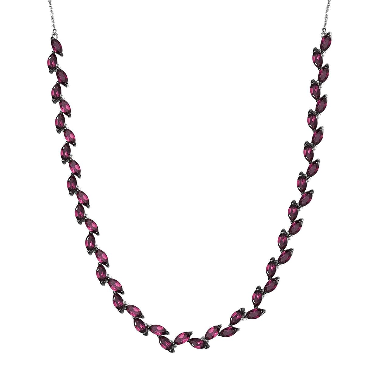 Premium Orissa Rhodolite Garnet 13.80 ctw Fern Leaf Necklace in Rhodium Over Sterling Silver 18 Inches image number 0