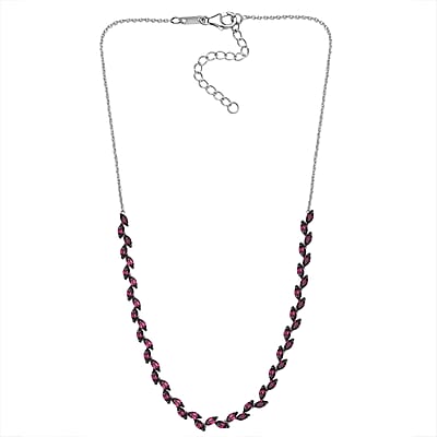 D'Joy Premium Orissa Rhodolite Garnet 13.80 ctw Fern Leaf Necklace in Rhodium Over Sterling Silver 18 Inches