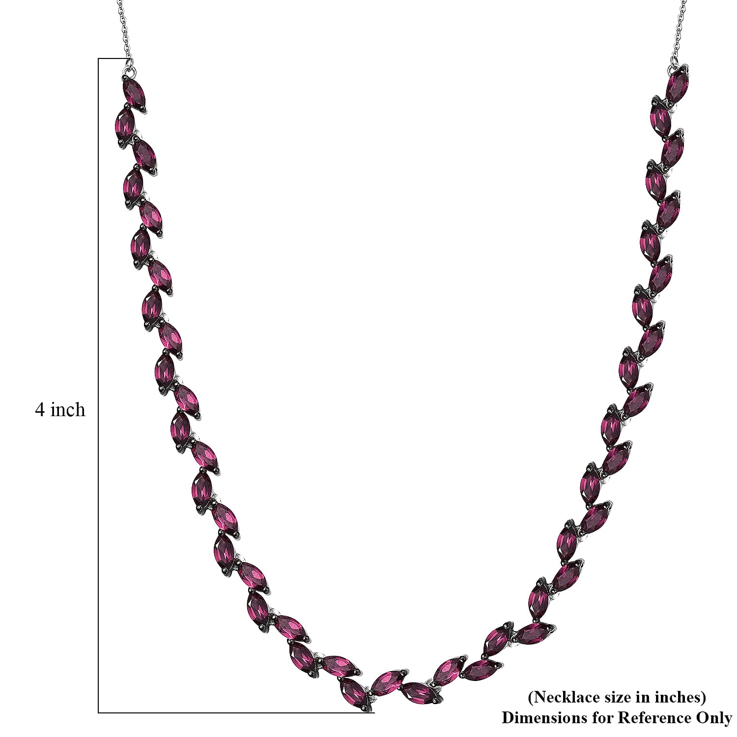 D'Joy Premium Orissa Rhodolite Garnet 13.80 ctw Fern Leaf Necklace in Rhodium Over Sterling Silver 18 Inches