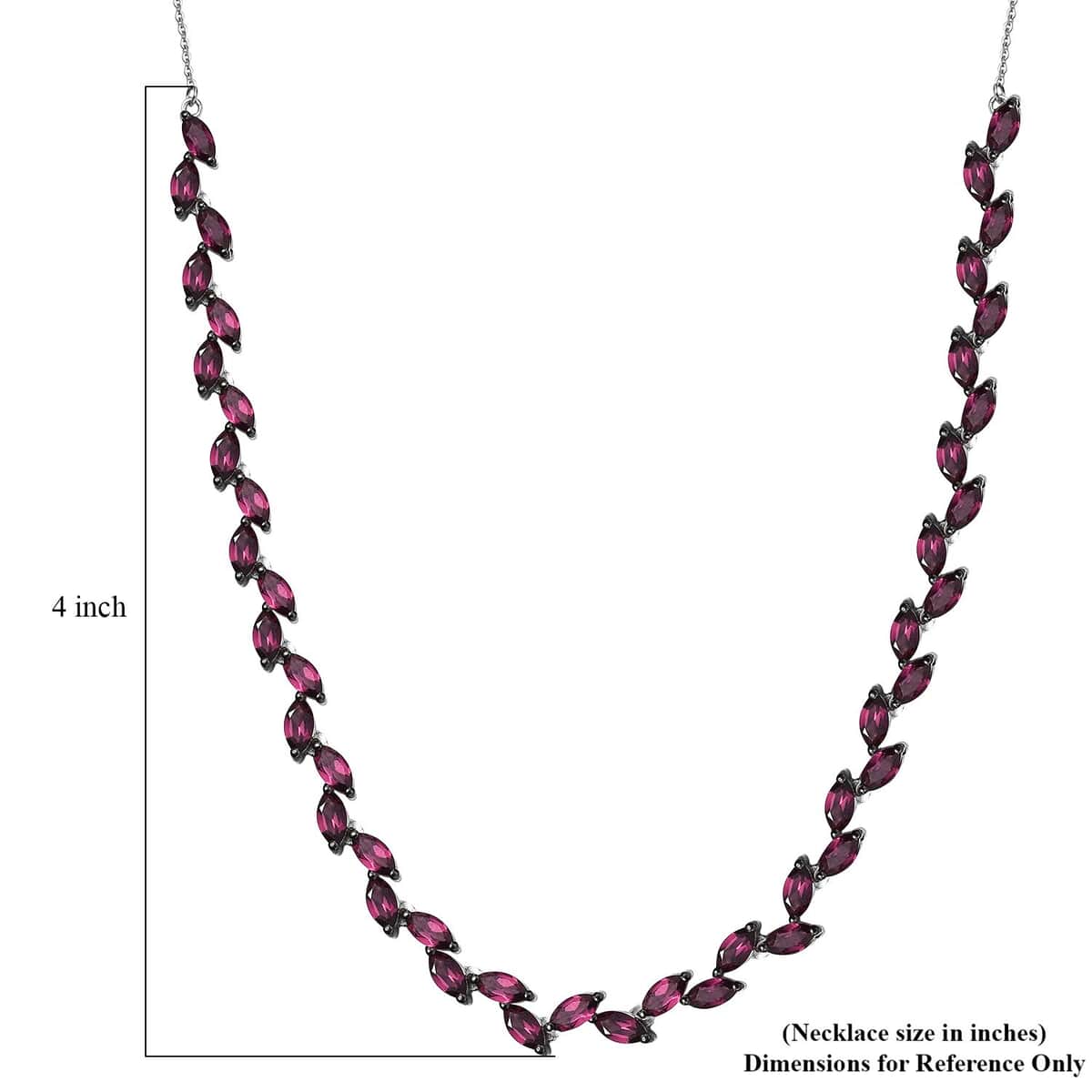 Premium Orissa Rhodolite Garnet 13.80 ctw Fern Leaf Necklace in Rhodium Over Sterling Silver 18 Inches image number 5