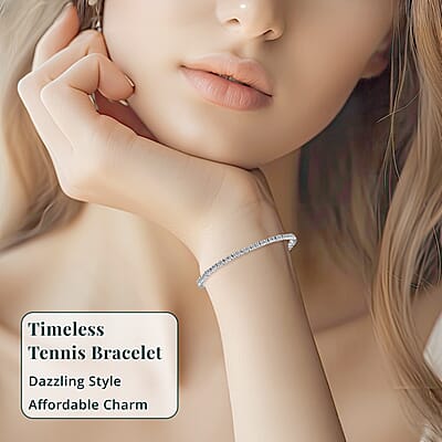 Luxuriant Lab Grown Diamond G-H SI 1.50 ctw Tennis Bracelet in Rhodium Over Sterling Silver (7.25 In)