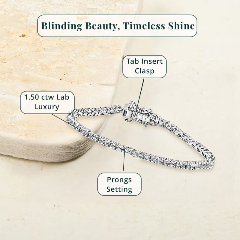 Luxuriant Lab Grown Diamond G-H SI 1.50 ctw Tennis Bracelet in Rhodium Over Sterling Silver (7.25 In)
