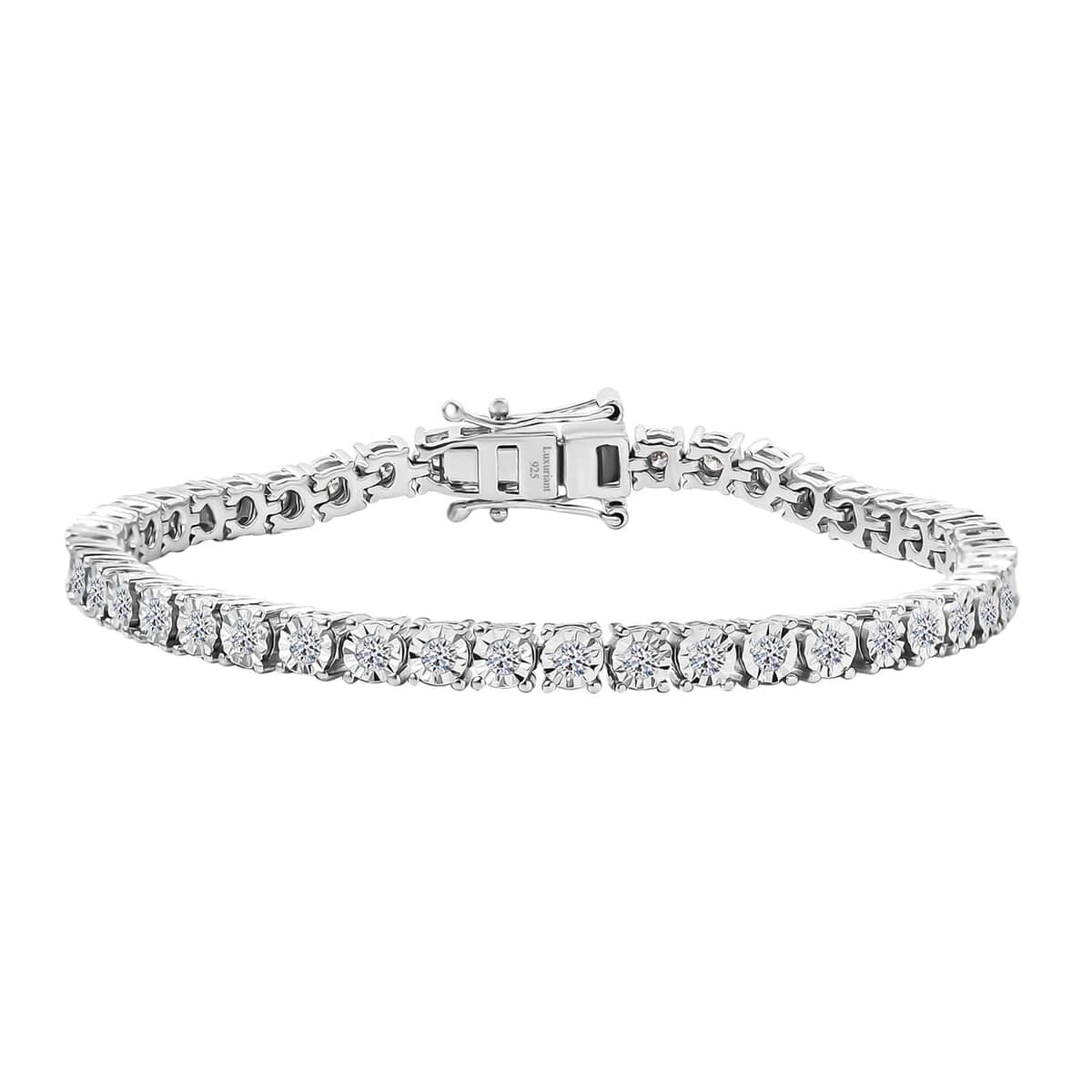 Luxuriant Lab Grown Diamond G-H SI 1.50 ctw Tennis Bracelet in Rhodium Over Sterling Silver (6.50 In) image number 0