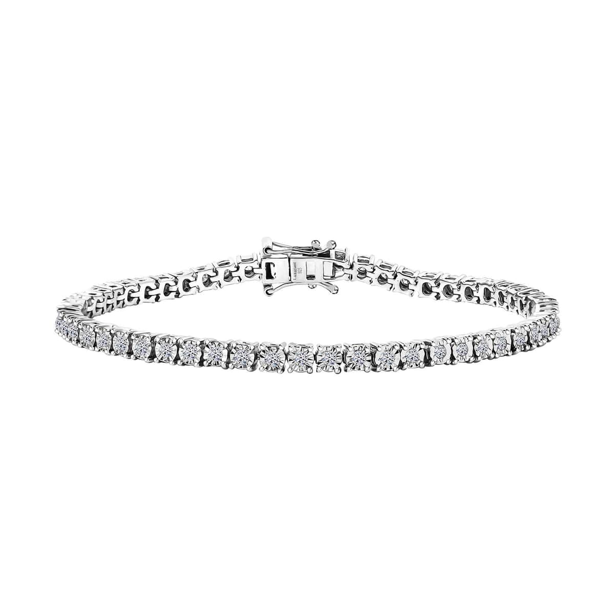 Luxuriant Lab Grown Diamond G-H SI 1.50 ctw Tennis Bracelet in Rhodium Over Sterling Silver (8.00 In) image number 0