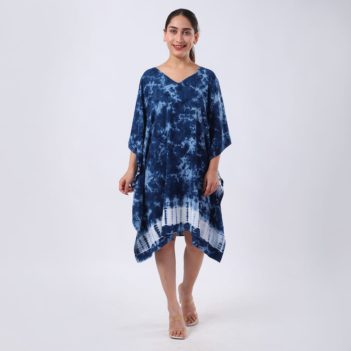 Blue Tie Dye Short Kaftan - One Size Fits Most image number 0