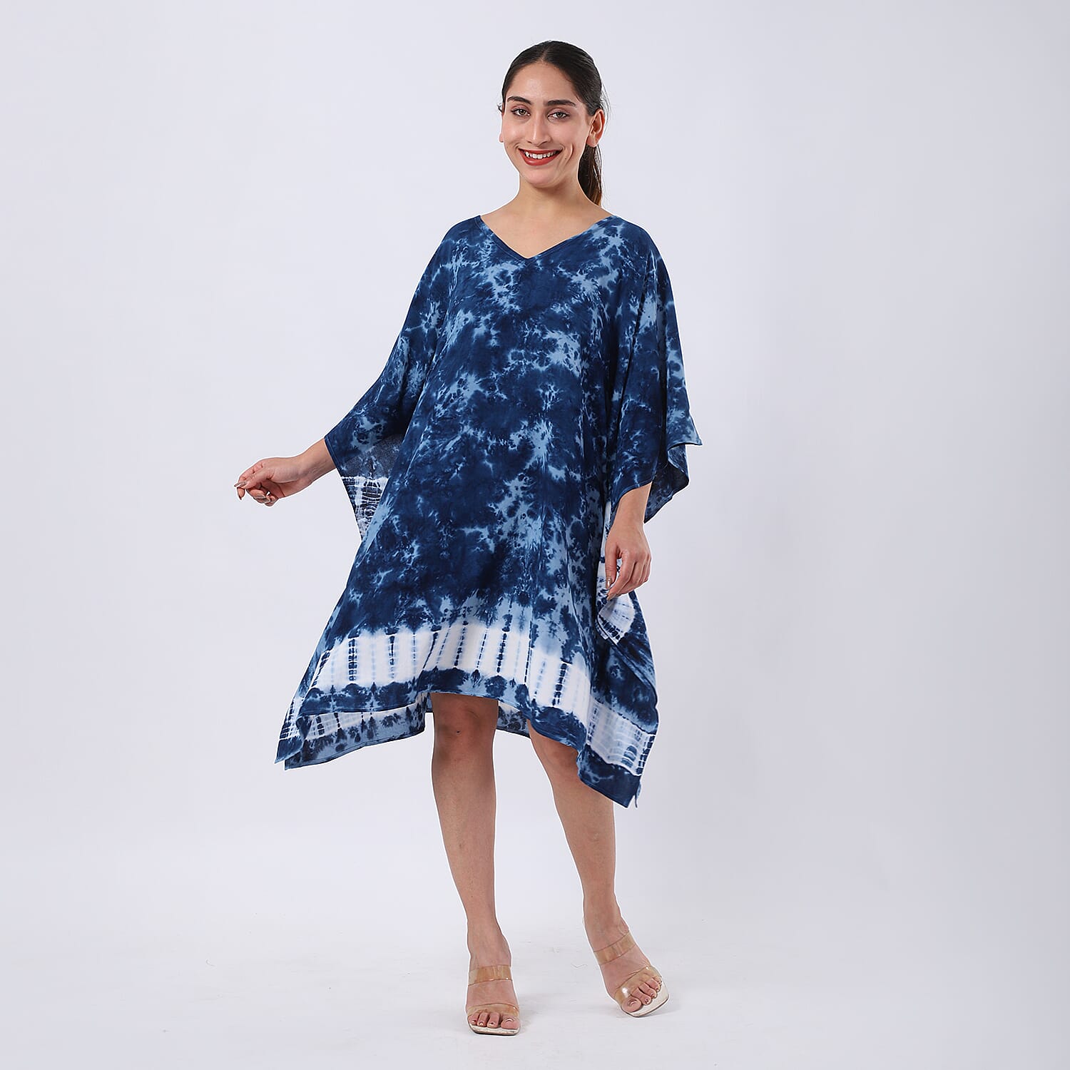 Blue Tie Dye Short Kaftan - One Size Fits Most