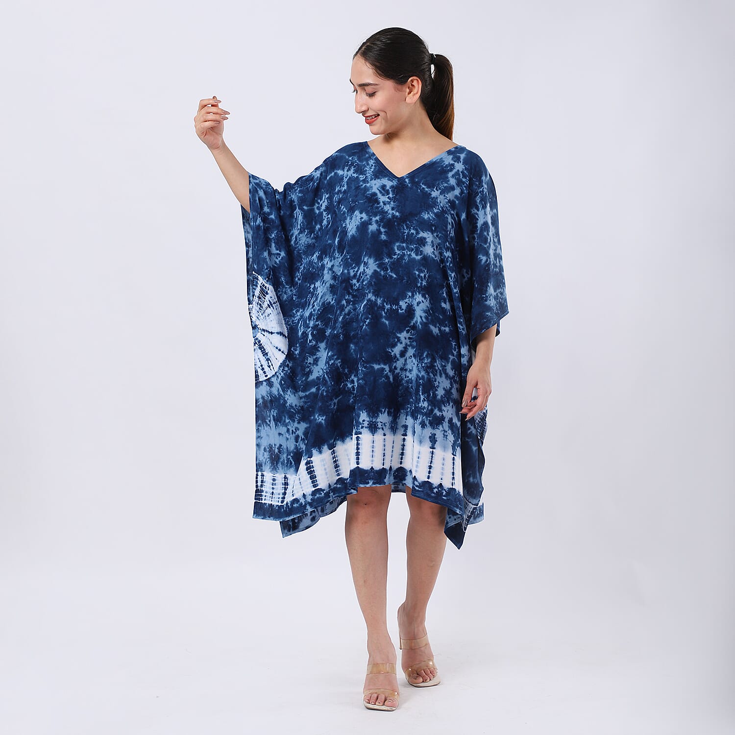 Blue Tie Dye Short Kaftan - One Size Fits Most
