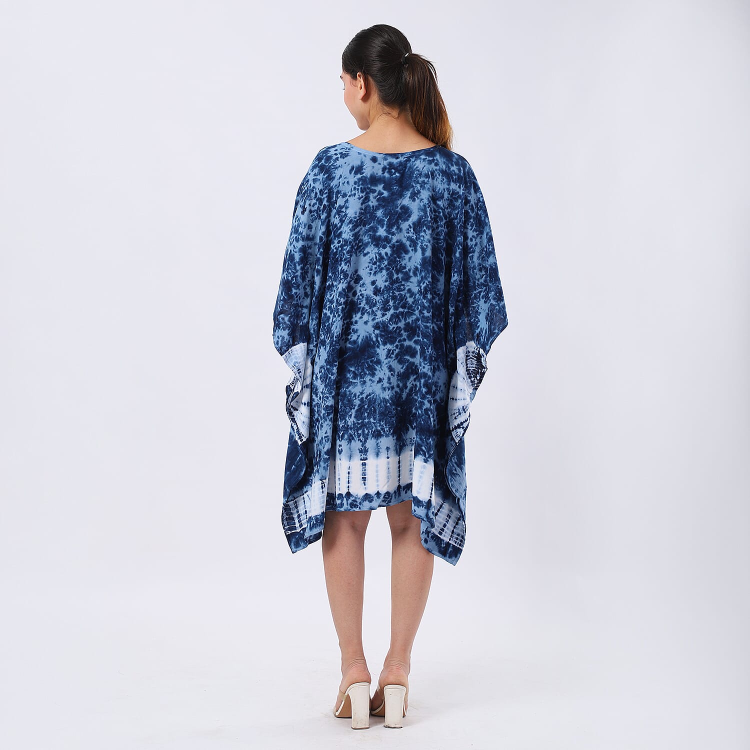 Blue Tie Dye Short Kaftan - One Size Fits Most