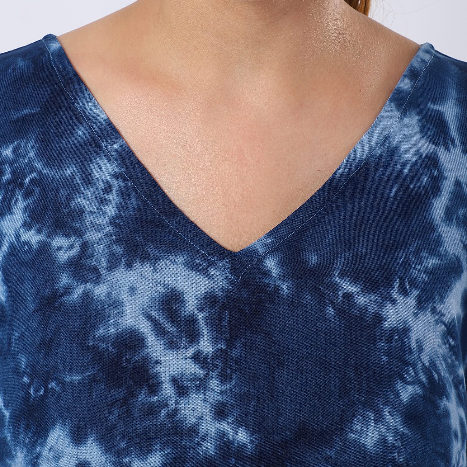 Blue Tie Dye Short Kaftan - One Size Fits Most