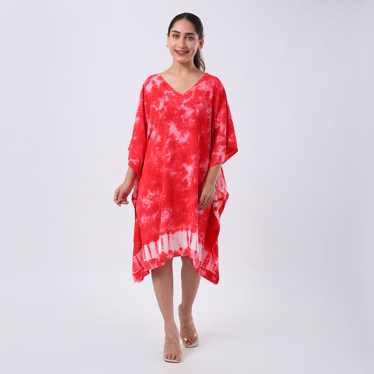 Pink Tie Dye Short Kaftan - One Size Fits Most image number 0