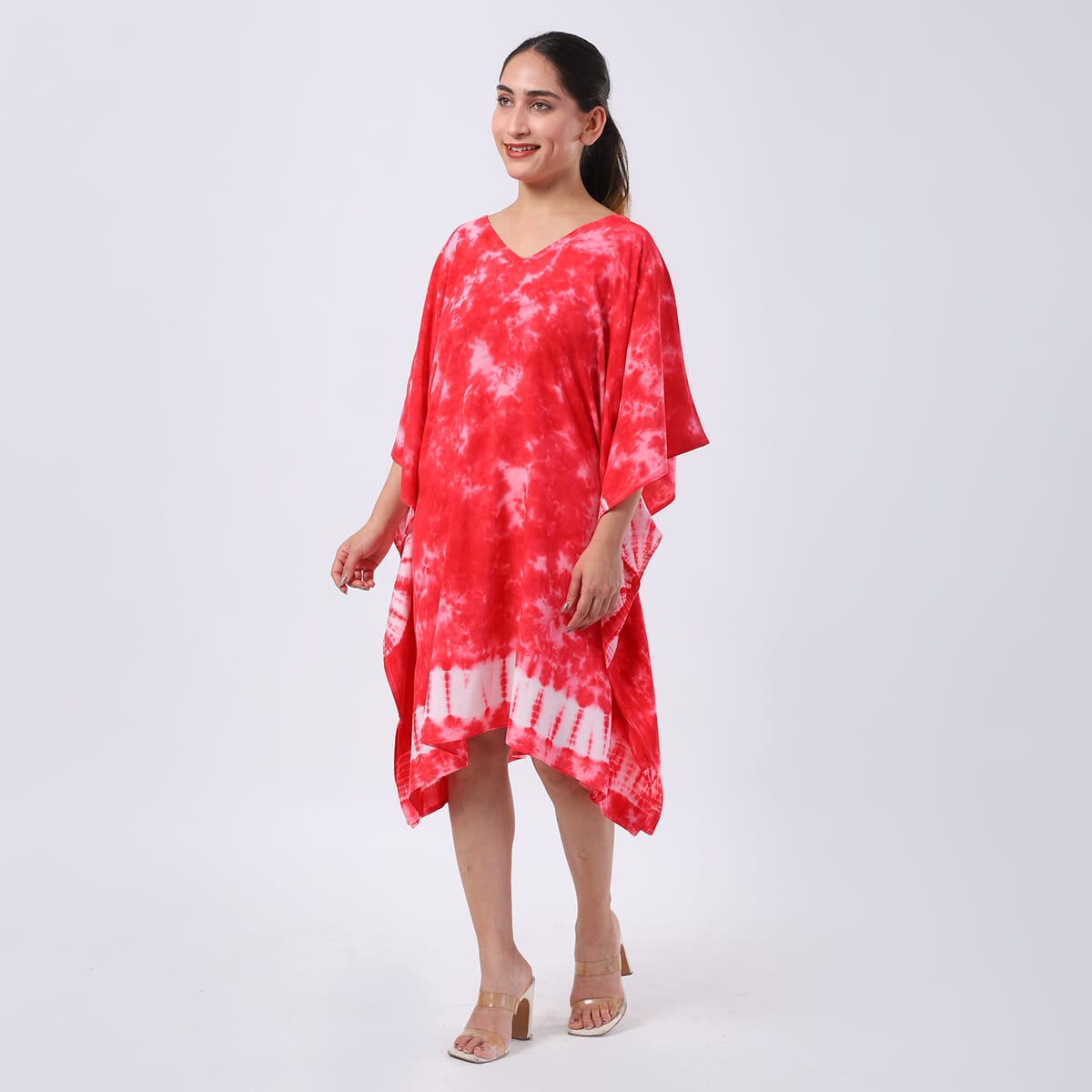 Pink Tie Dye Short Kaftan - One Size Fits Most image number 1