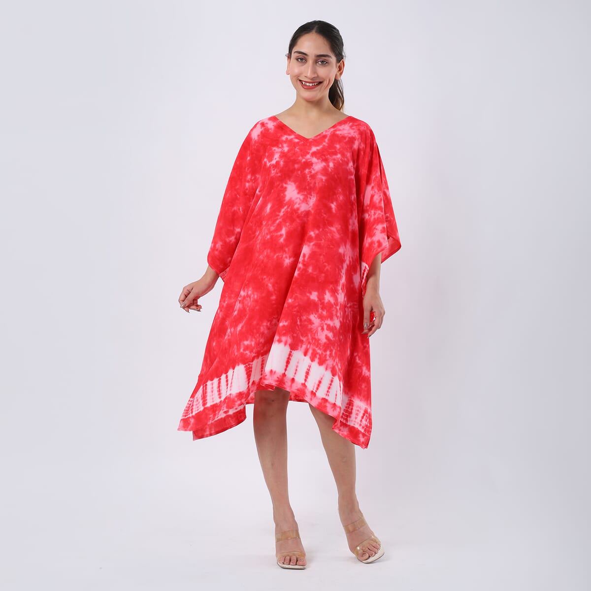 Pink Tie Dye Short Kaftan - One Size Fits Most image number 2