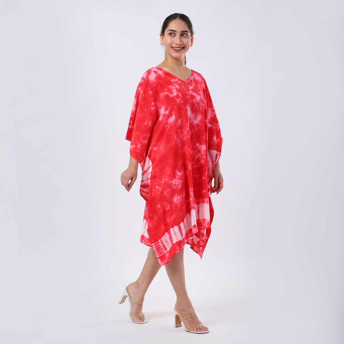 Pink Tie Dye Short Kaftan - One Size Fits Most image number 3