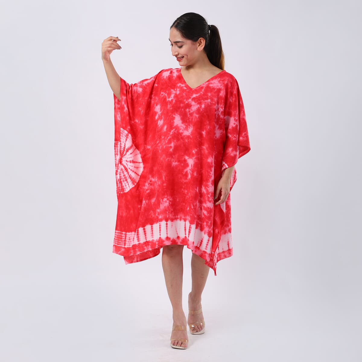Pink Tie Dye Short Kaftan - One Size Fits Most image number 5