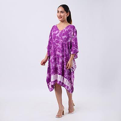Purple Tie Dye Short Kaftan - One Size Fits Most
