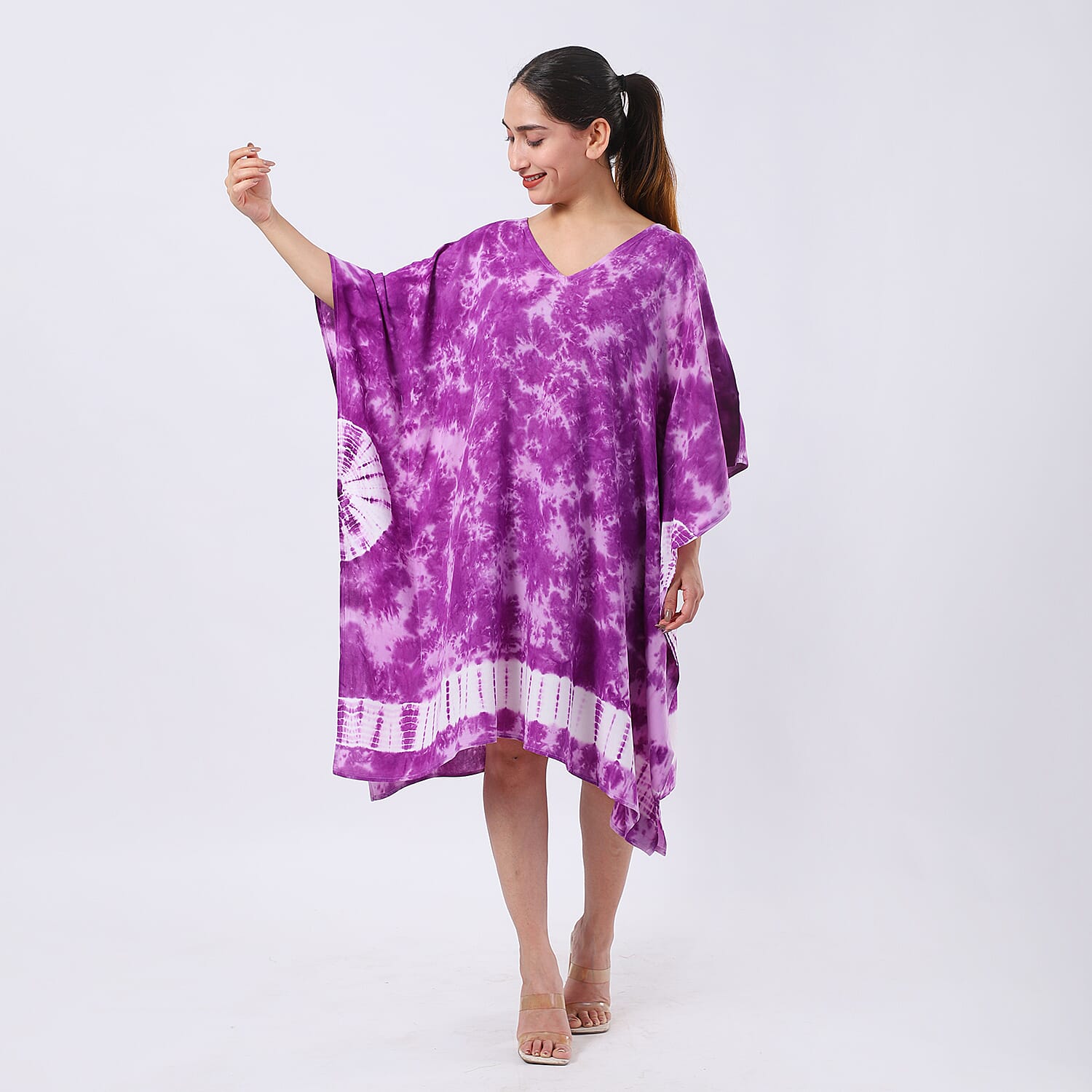 Purple Tie Dye Short Kaftan - One Size Fits Most