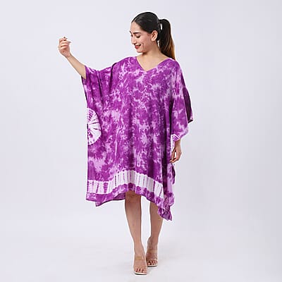 Purple Tie Dye Short Kaftan - One Size Fits Most