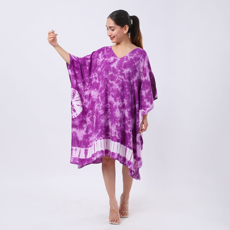 Purple Tie Dye Short Kaftan - One Size Fits Most
