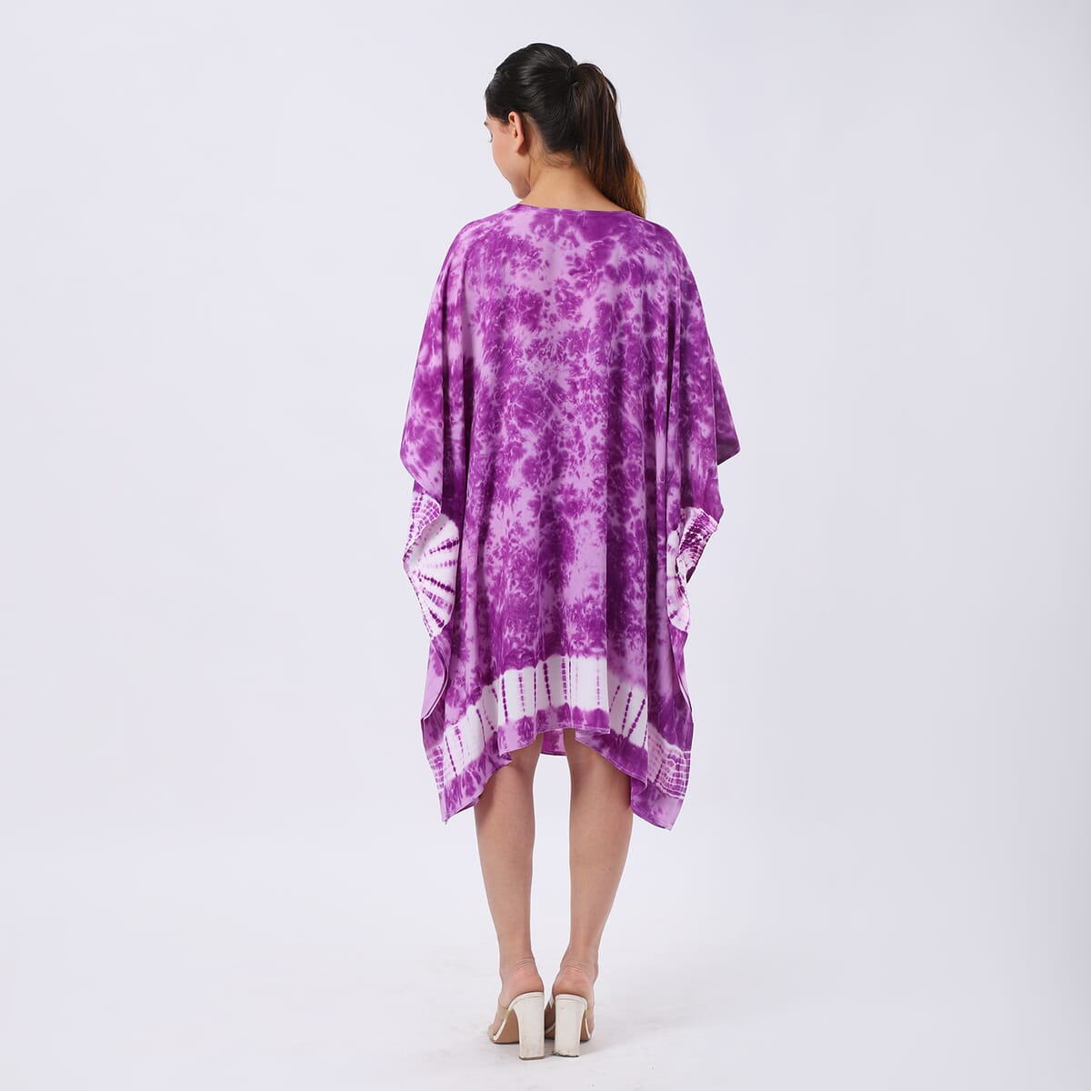 Purple Tie Dye Short Kaftan - One Size Fits Most image number 5