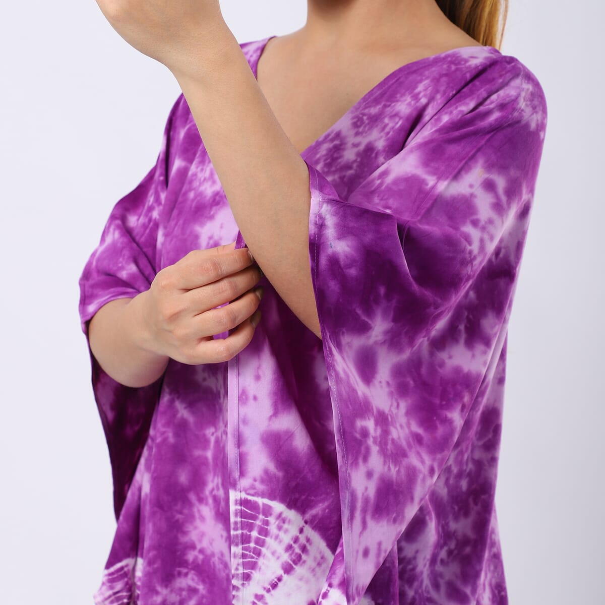 Purple Tie Dye Short Kaftan - One Size Fits Most image number 6
