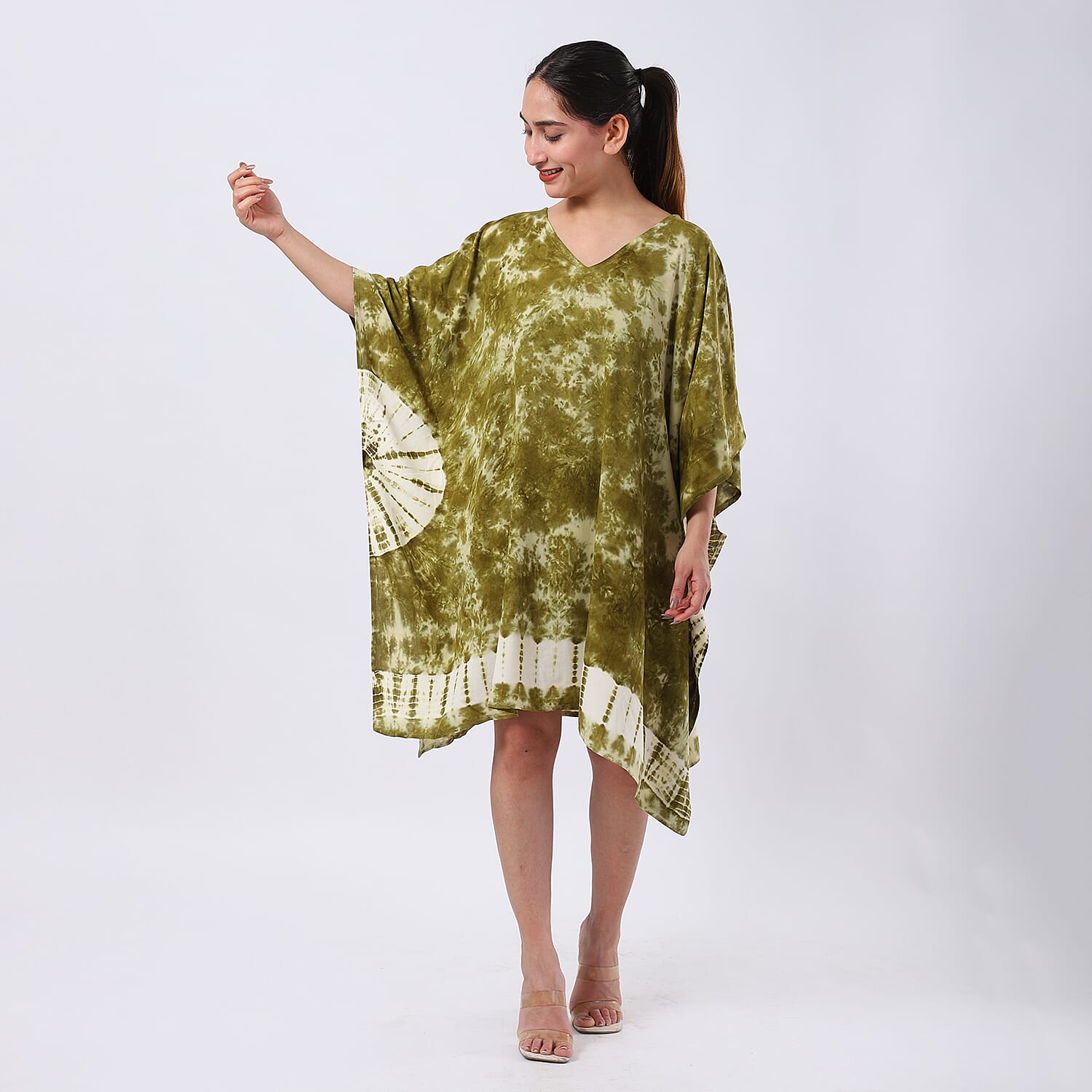 Green Tie Dye Short Kaftan - One Size Fits Most