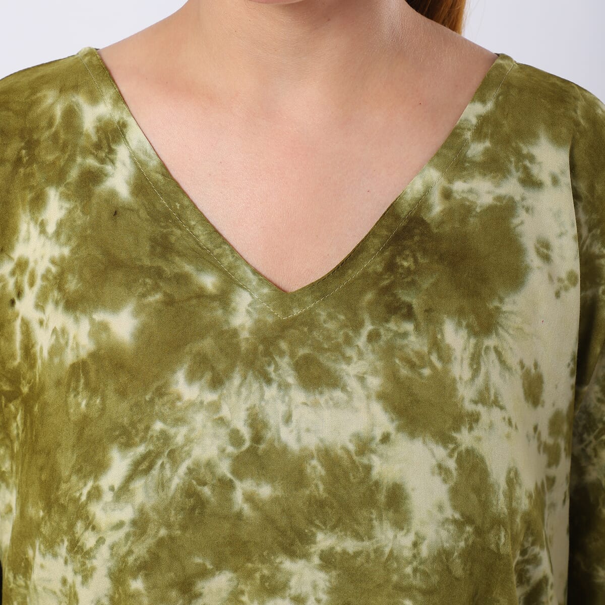 Green Tie Dye Short Kaftan - One Size Fits Most image number 7