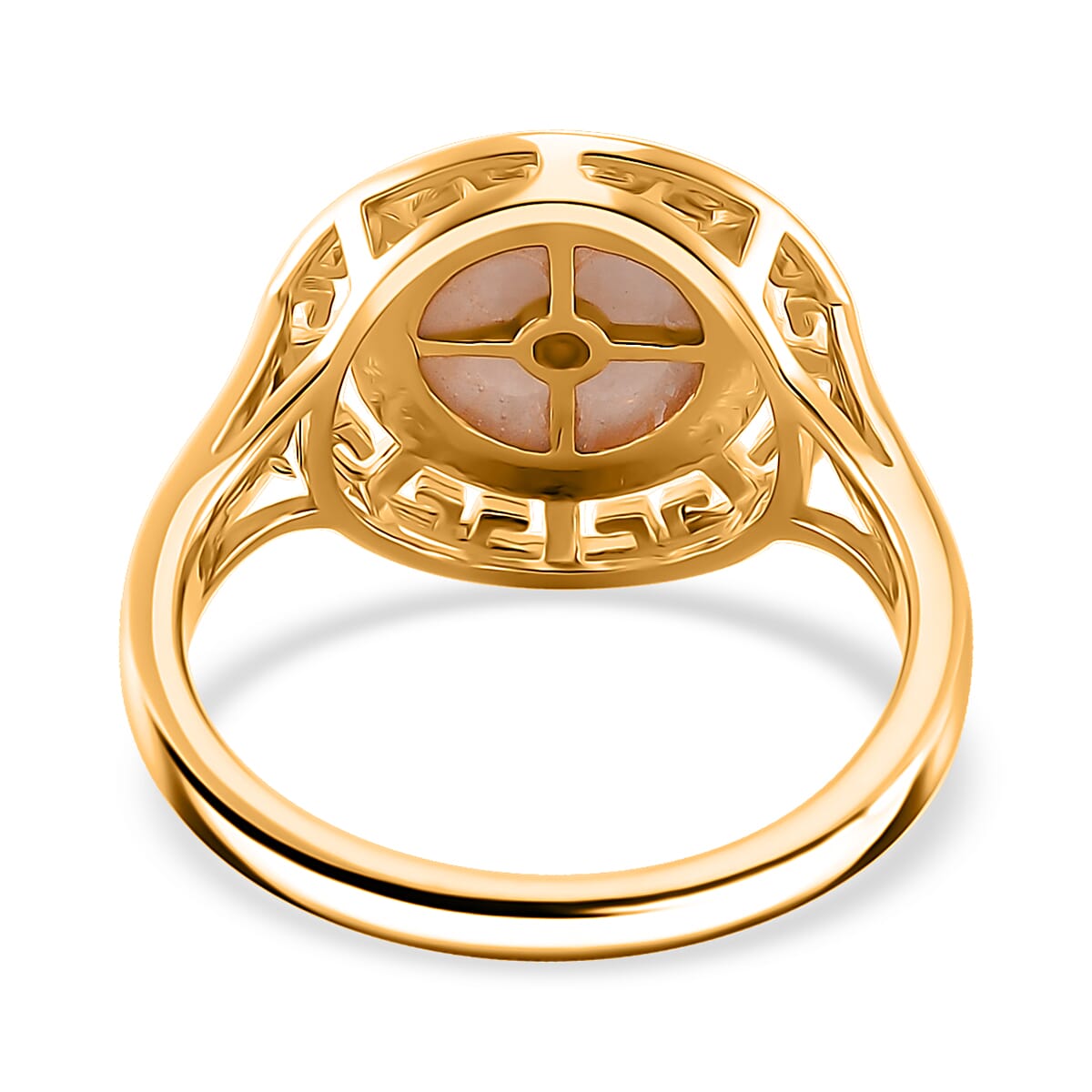 Natural Jade Carved 2.40 ctw Fu Happiness Ring in 18K Vermeil Yellow Gold Over Sterling Silver (Size 11.0)  image number 4