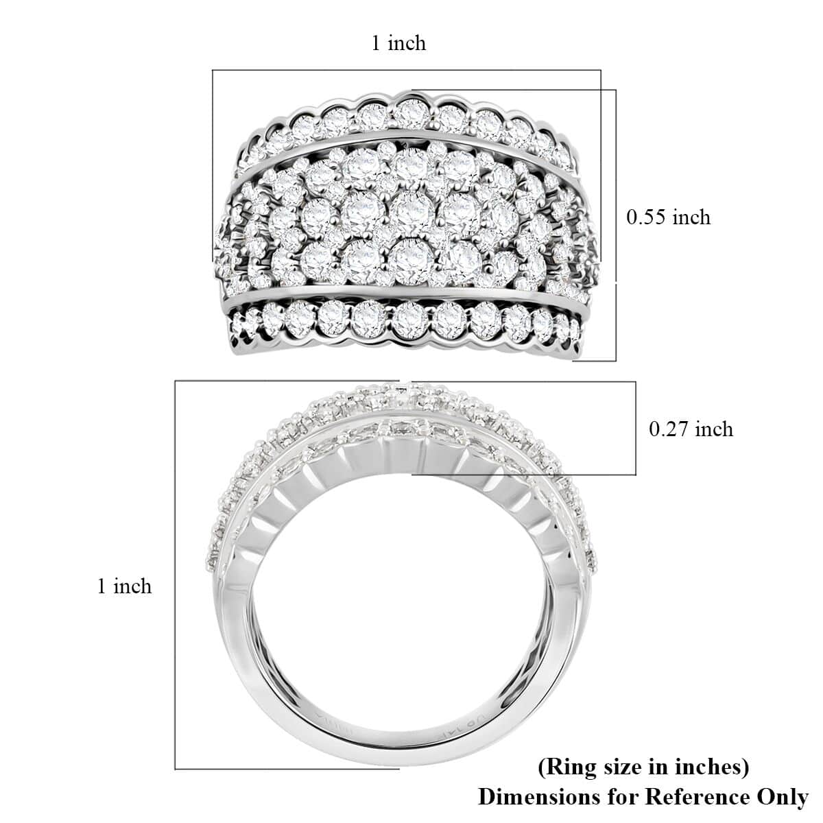 Doorbuster Royal Empress White Diamond 3.00 ctw Ring in 14K White Gold (Size 10.0) 7.10 Grams image number 4