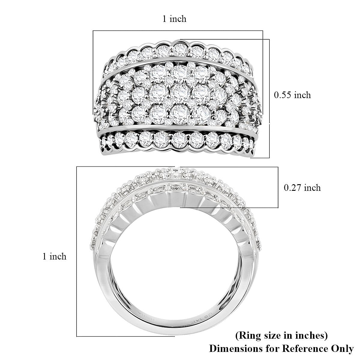 Royal Empress White Diamond 3.00 ctw Ring in 14K White Gold (Size 11.0) 7.10 Grams image number 4