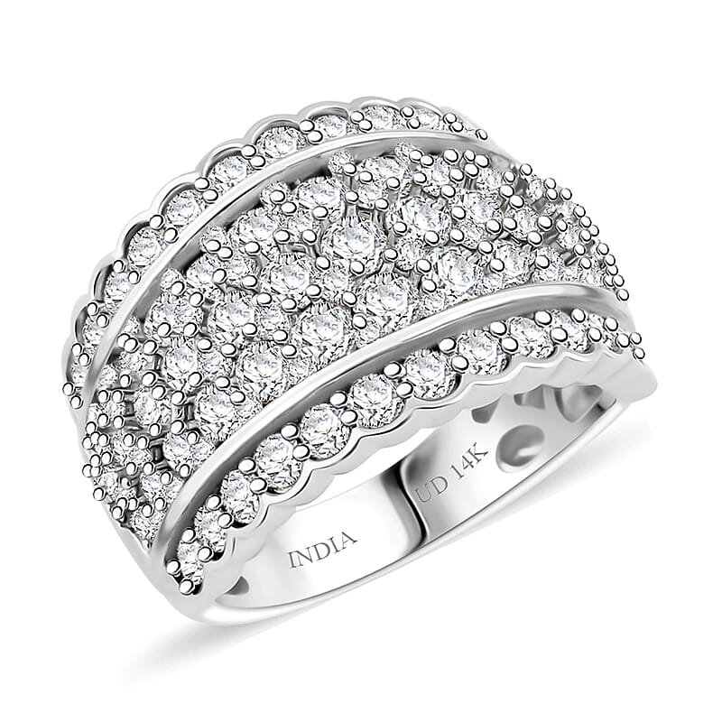 Royal Empress White Diamond 3.00 ctw Ring in 14K White Gold (Size 12.0) 7.10 Grams