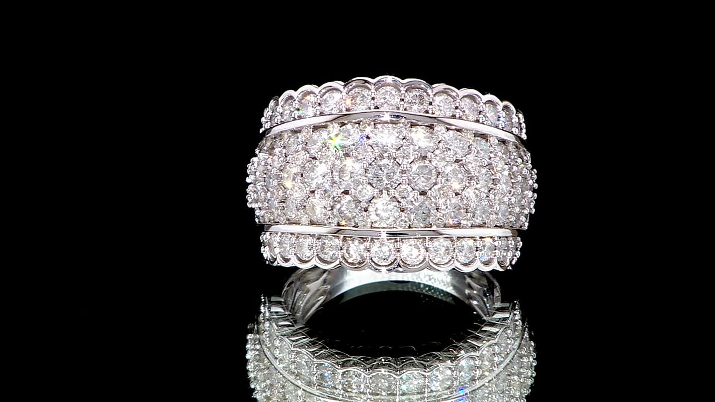 NY Closeout White Diamond 3.00 ctw Ring in 14K White Gold 7.10 Grams