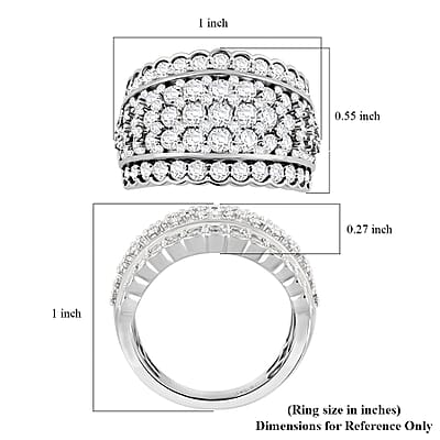 Royal Empress White Diamond 3.00 ctw Ring in 14K White Gold (Size 5.0) 7.10 Grams