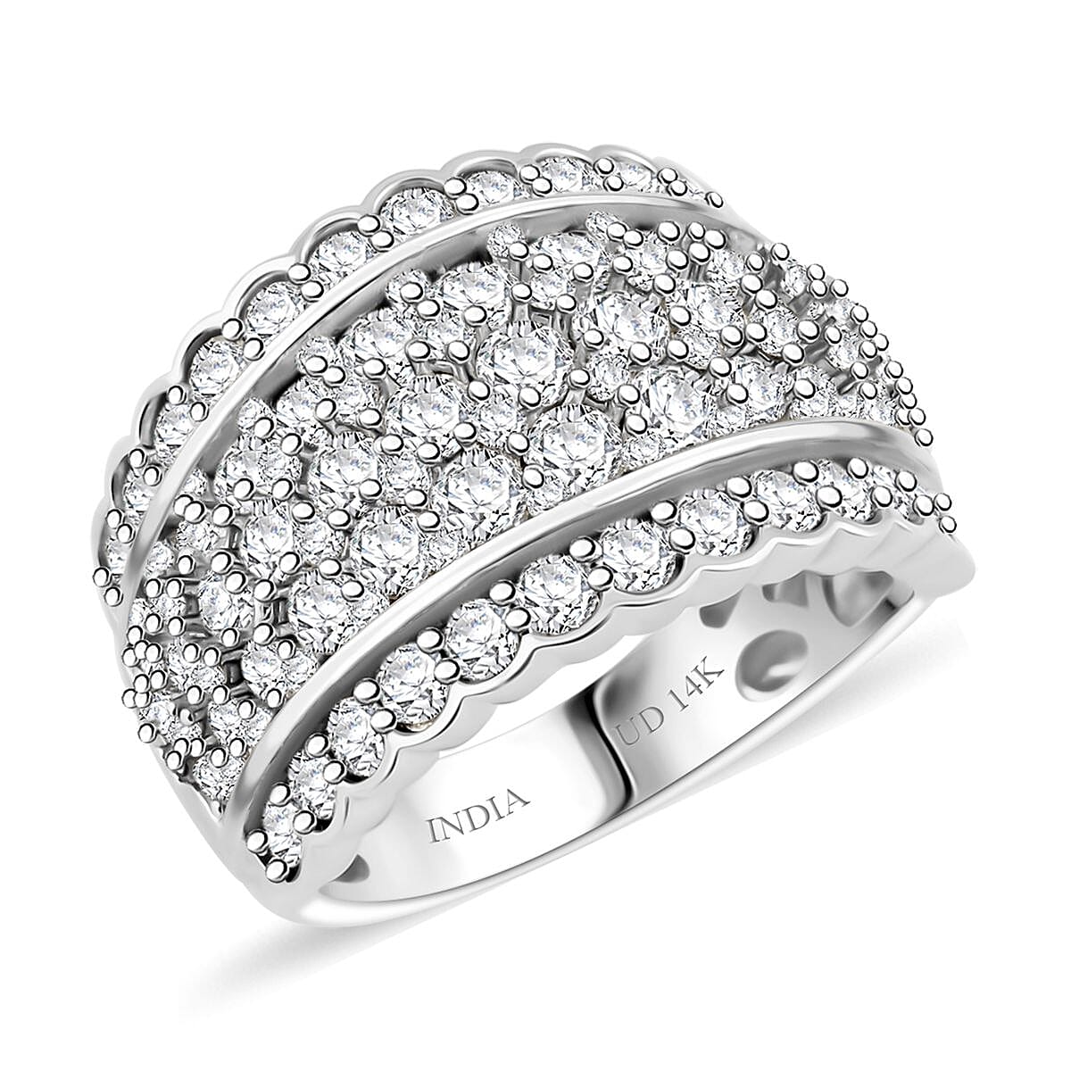 NY Closeout White Diamond 3.00 ctw Ring in 14K White Gold (Size 7.0) 7.10 Grams image number 0