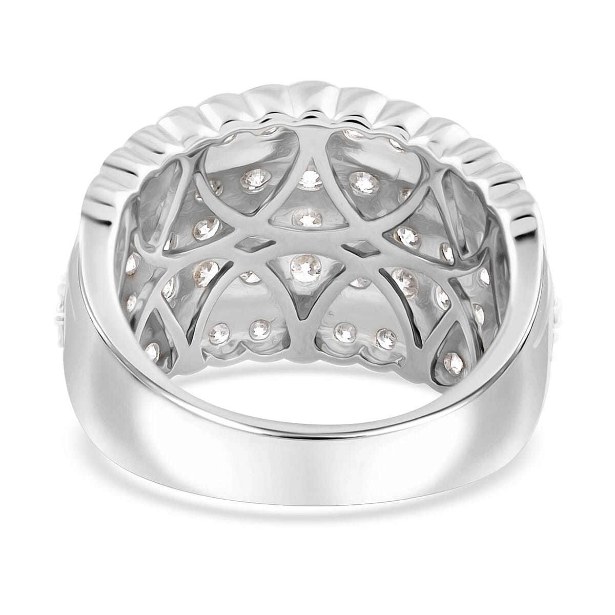NY Closeout White Diamond 3.00 ctw Ring in 14K White Gold (Size 7.0) 7.10 Grams image number 3