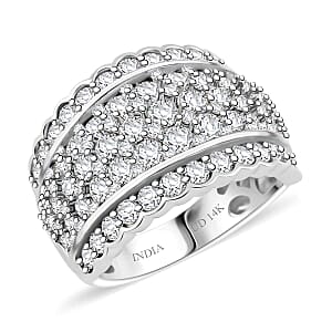 NY Closeout White Diamond 3.00 ctw Ring in 14K White Gold (Size 8.0) 7.10 Grams