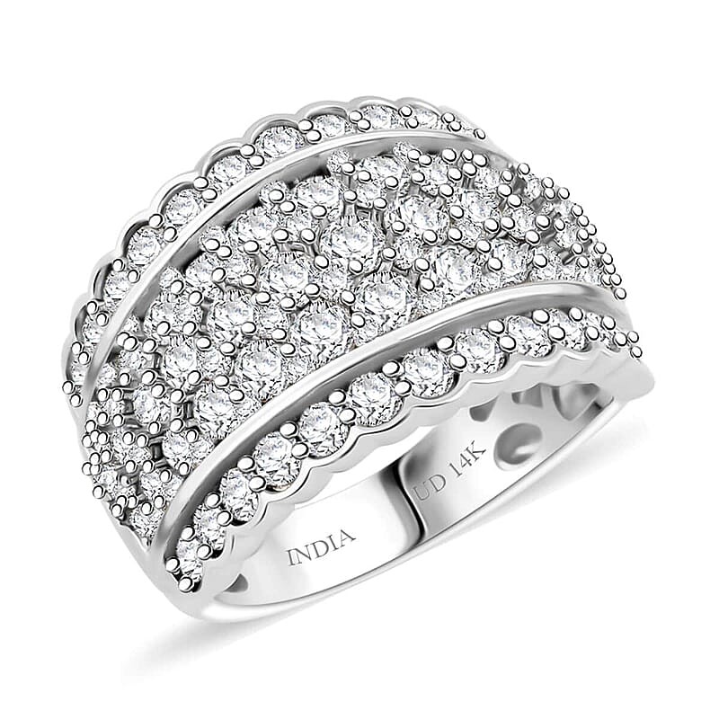 Royal Empress White Diamond 3.00 ctw Ring in 14K White Gold (Size 8.0) 7.10 Grams