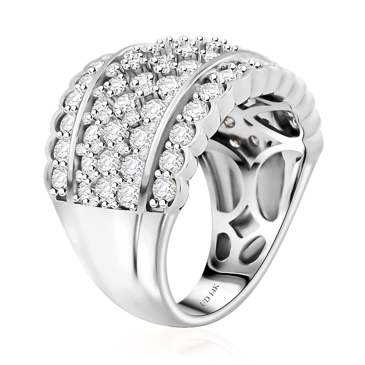 NY Closeout White Diamond 3.00 ctw Ring in 14K White Gold (Size 8.0) 7.10 Grams image number 2