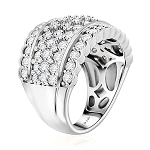 NY Closeout White Diamond 3.00 ctw Ring in 14K White Gold (Size 8.0) 7.10 Grams