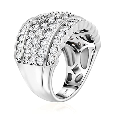 Royal Empress White Diamond 3.00 ctw Ring in 14K White Gold (Size 8.0) 7.10 Grams