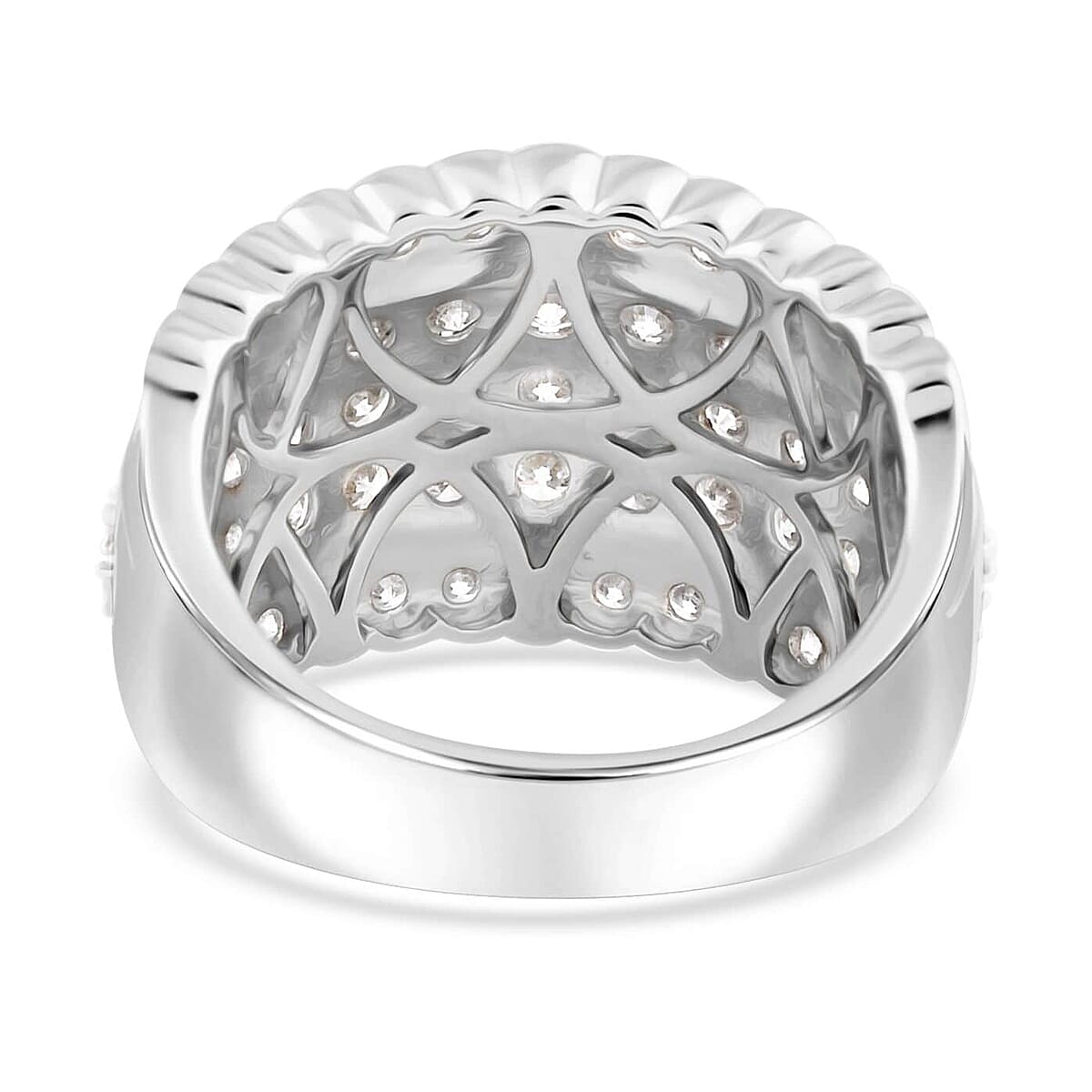 NY Closeout White Diamond 3.00 ctw Ring in 14K White Gold (Size 8.0) 7.10 Grams image number 3