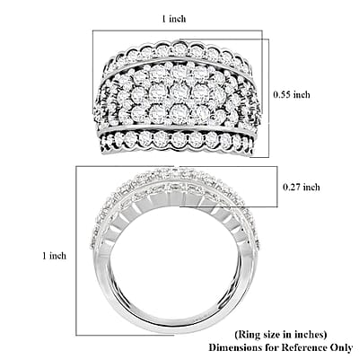 Royal Empress White Diamond 3.00 ctw Ring in 14K White Gold (Size 8.0) 7.10 Grams