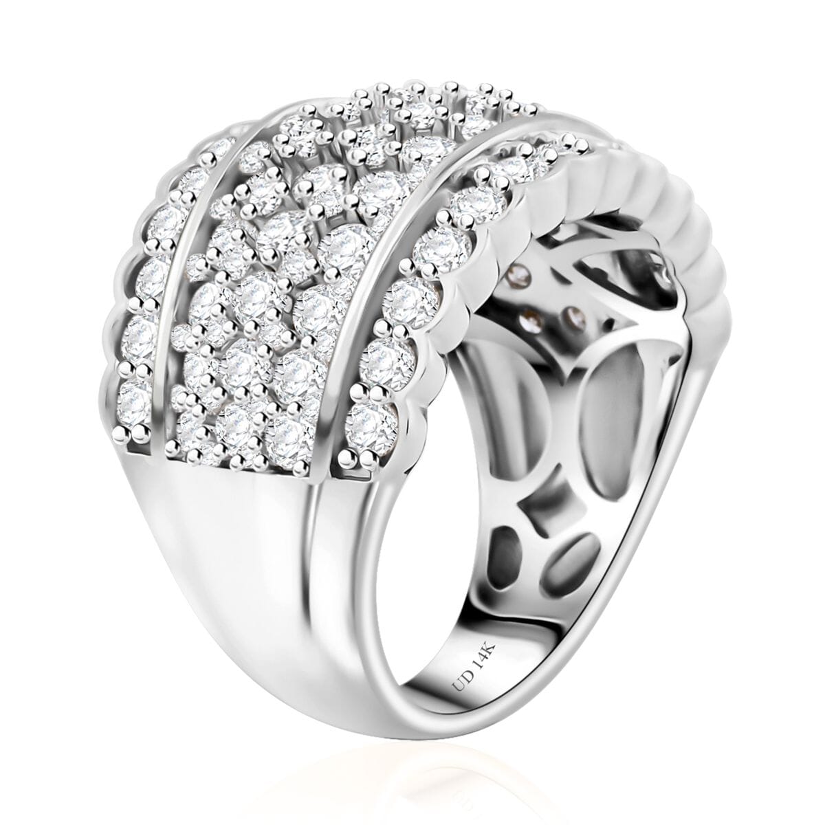 Royal Empress White Diamond 3.00 ctw Ring in 14K White Gold (Size 8.5) 7.10 Grams image number 2