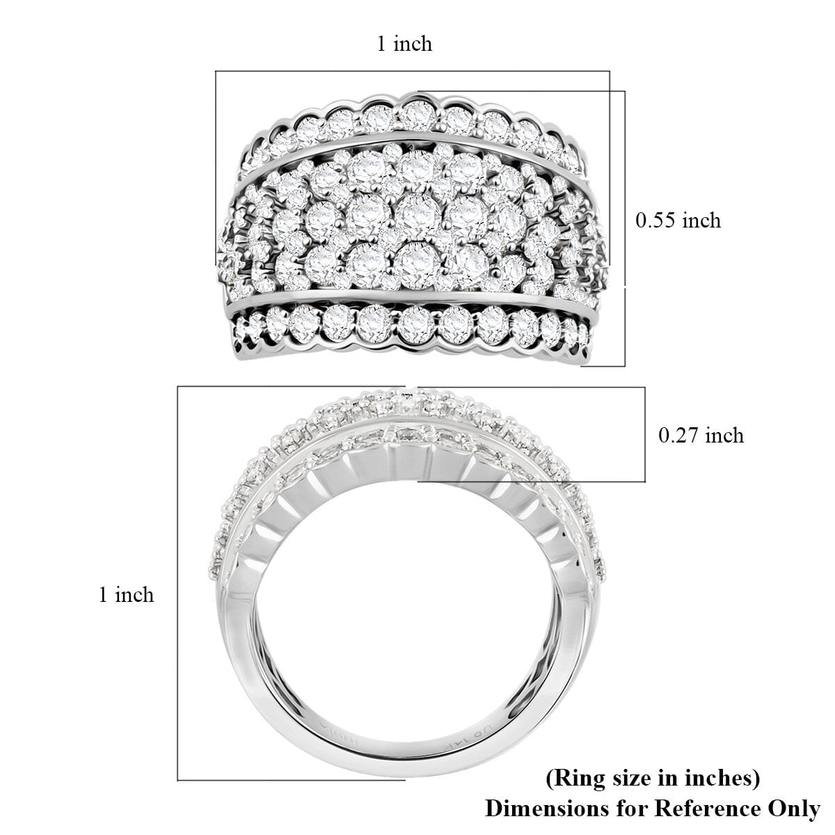 Royal Empress White Diamond 3.00 ctw Ring in 14K White Gold (Size 8.5) 7.10 Grams image number 4