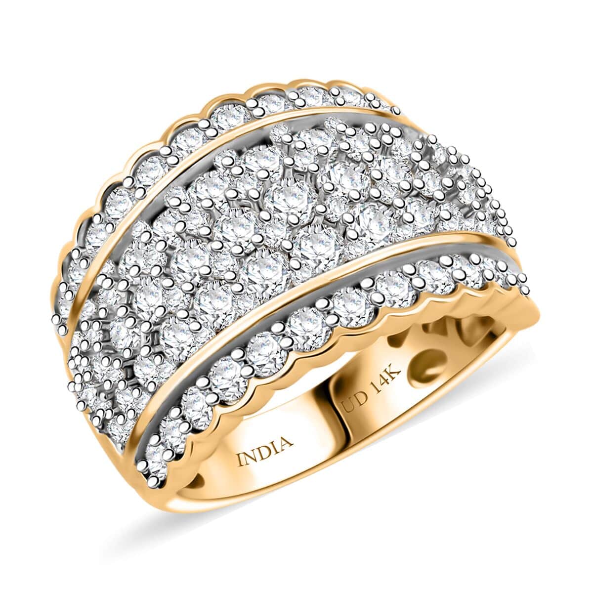 Doorbuster Royal Empress White Diamond 3.00 ctw Ring in 14K Yellow Gold (Size 10.0) 7.10 Grams image number 0