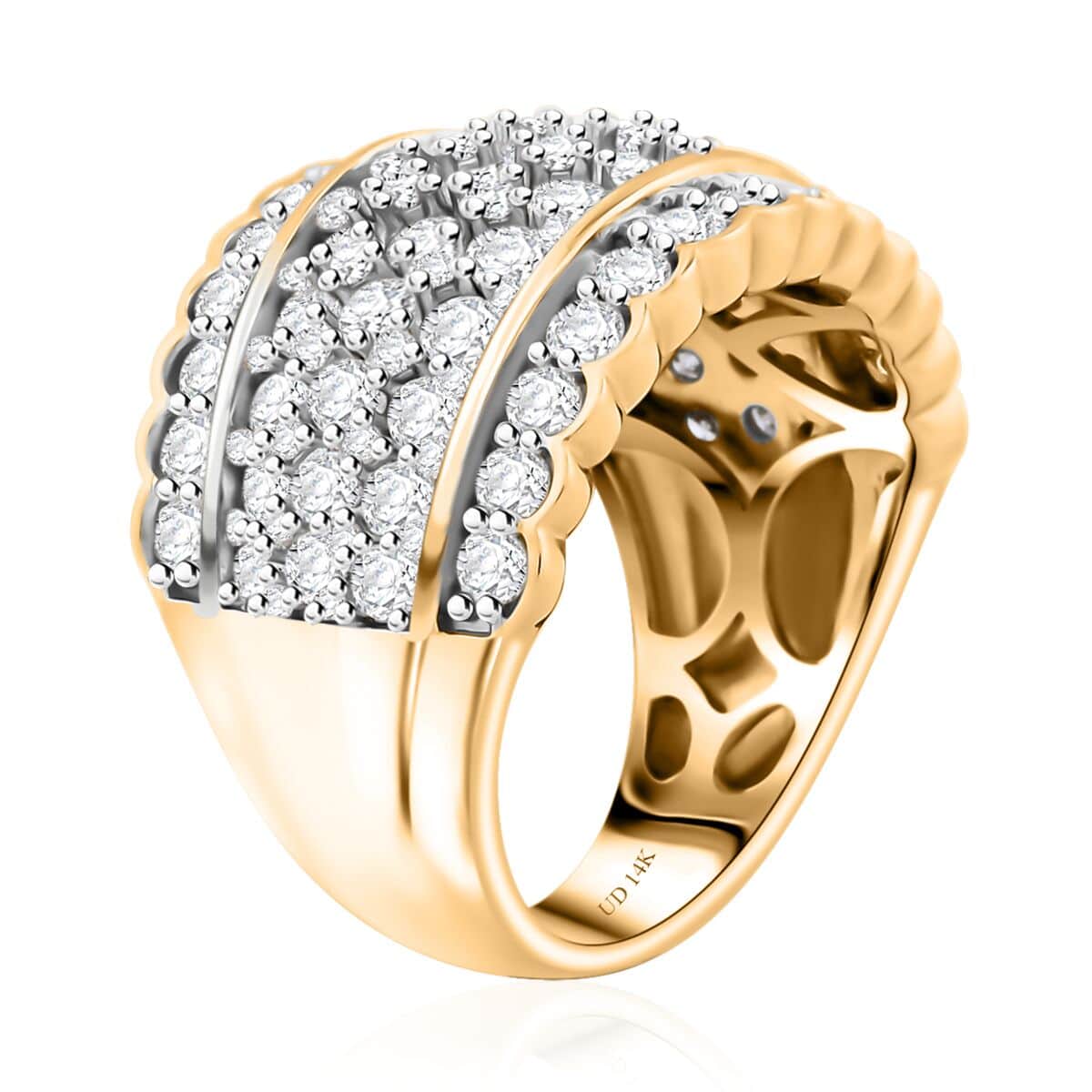 Doorbuster Royal Empress White Diamond 3.00 ctw Ring in 14K Yellow Gold (Size 10.0) 7.10 Grams image number 2