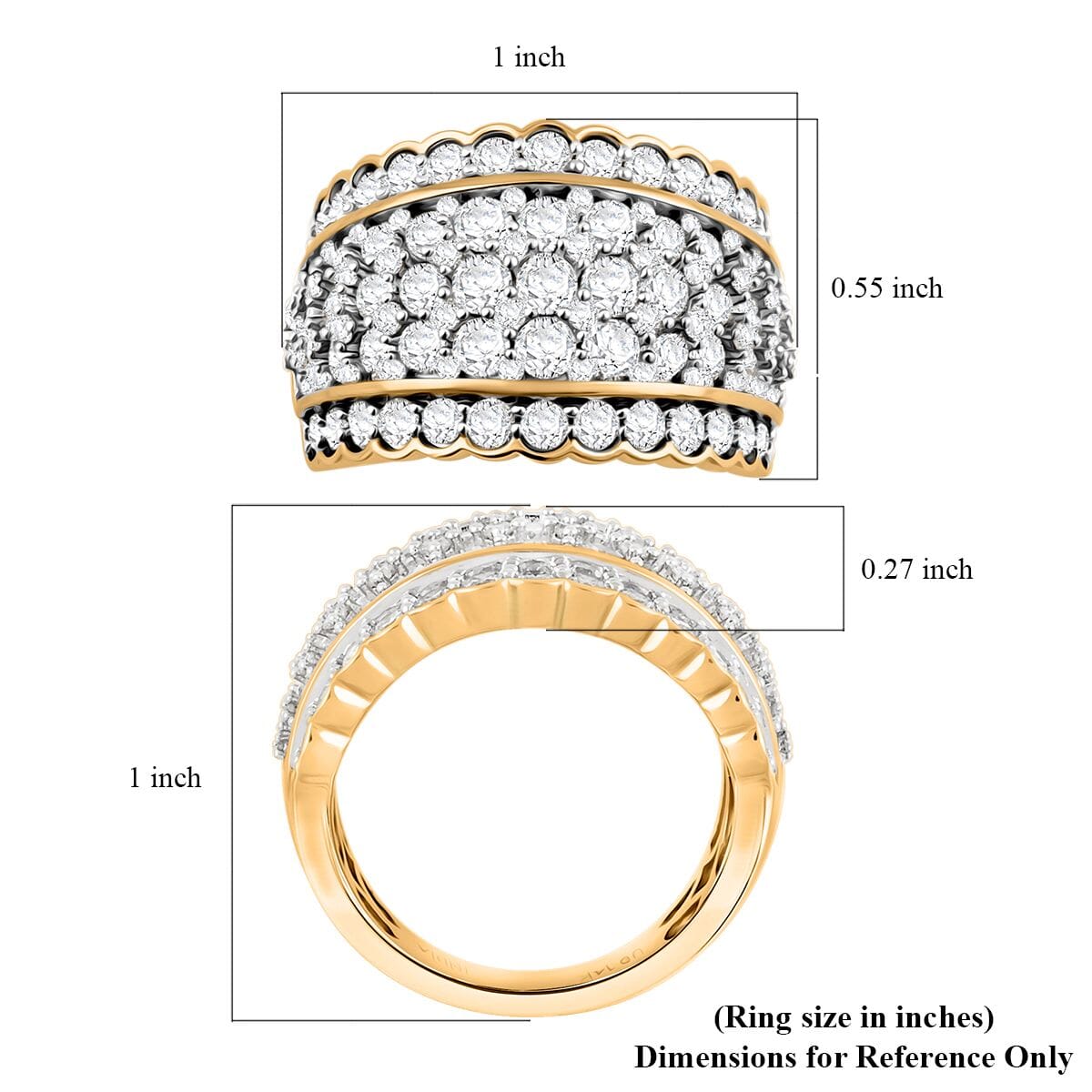 NY Closeout White Diamond 3.00 ctw Ring in 14K Yellow Gold (Size 7.0) 7.10 Grams image number 4